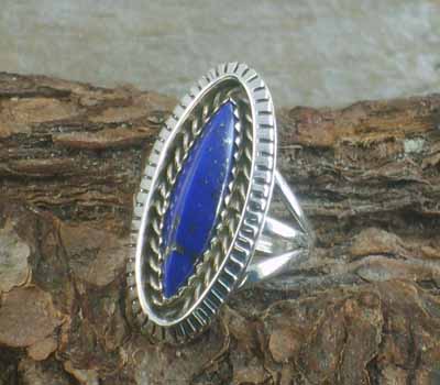 Artie Yellowhorse Angular Domed Lapis Ring -sz 6.5